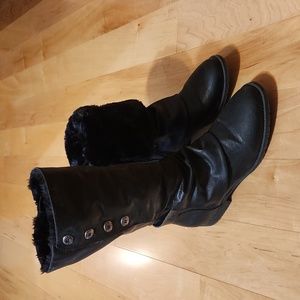 Blowfish women's 10 black fur boots